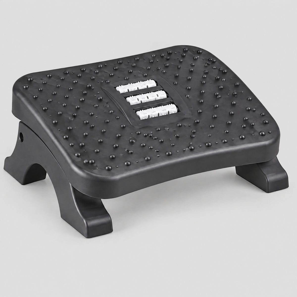 Ease massage footrest in black, three-quarter view
