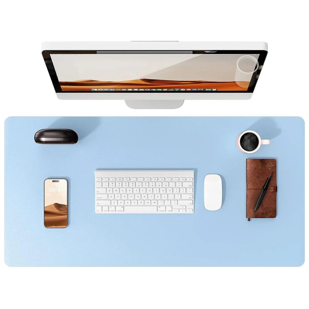 Flow desk mat in baby blue