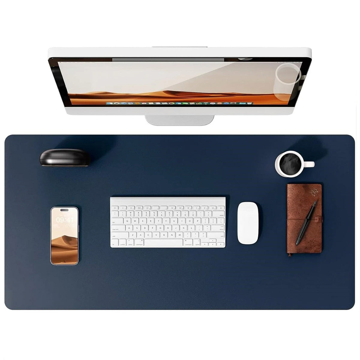Flow desk mat in dark blue