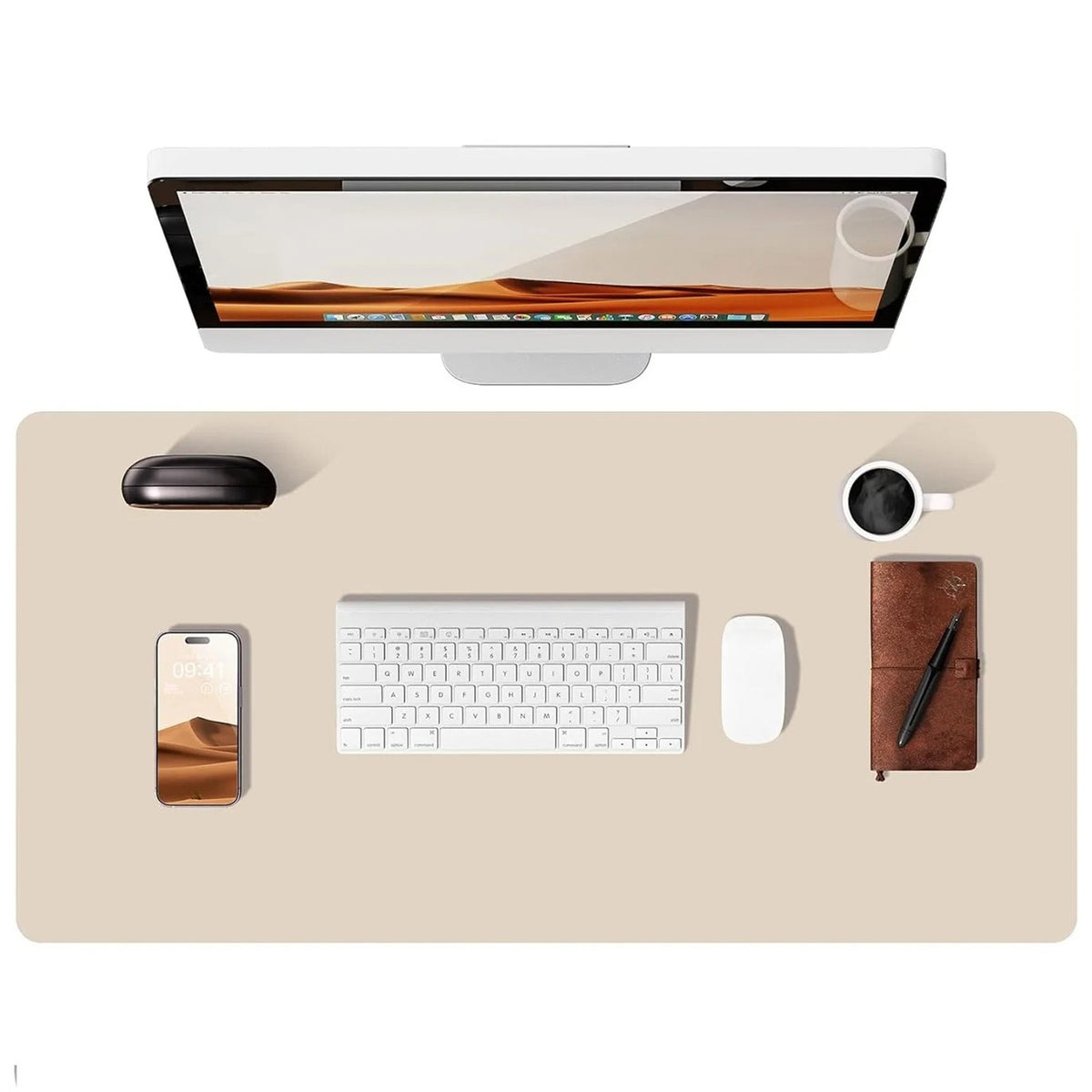 Flow desk mat in eggshell