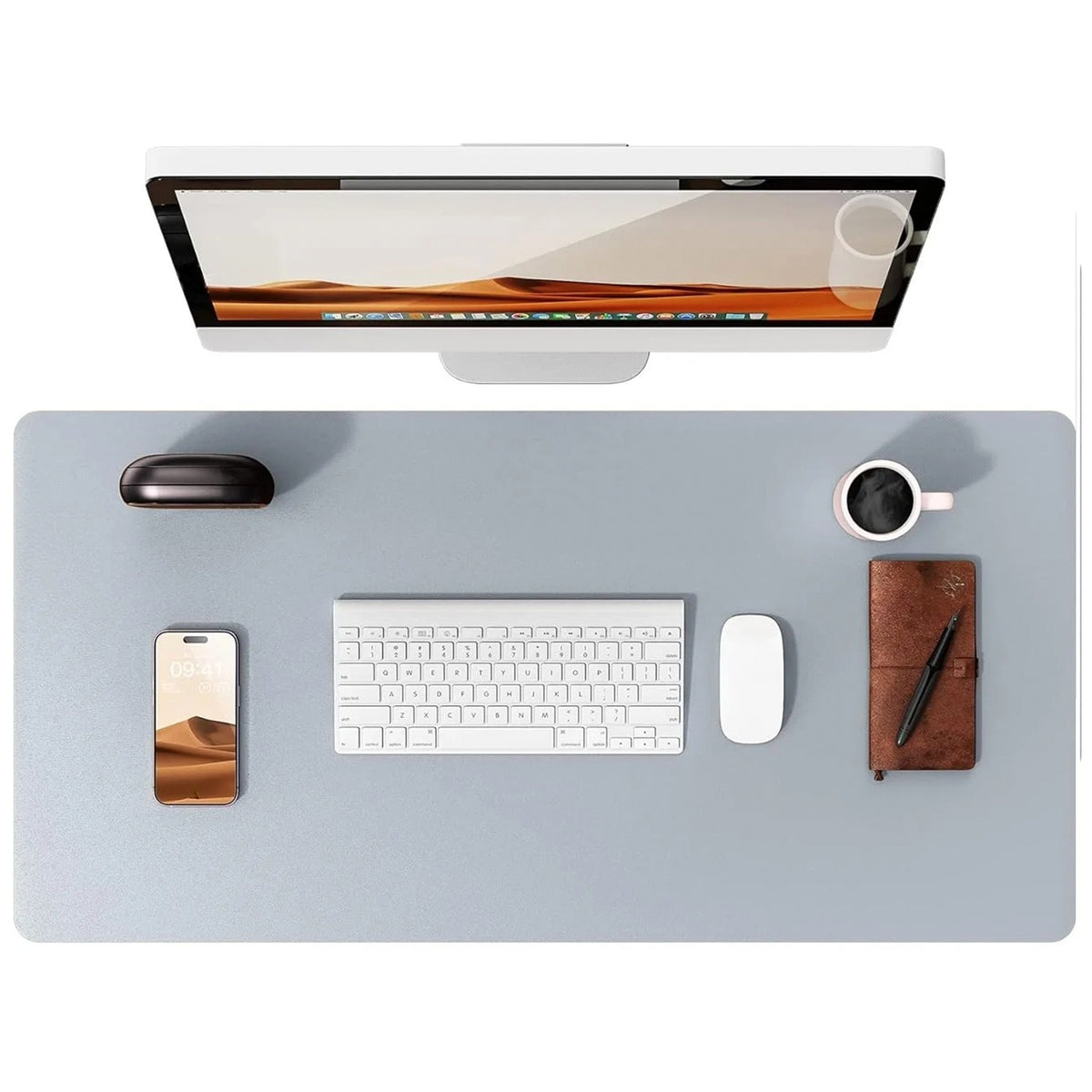 Flow desk mat in light grey