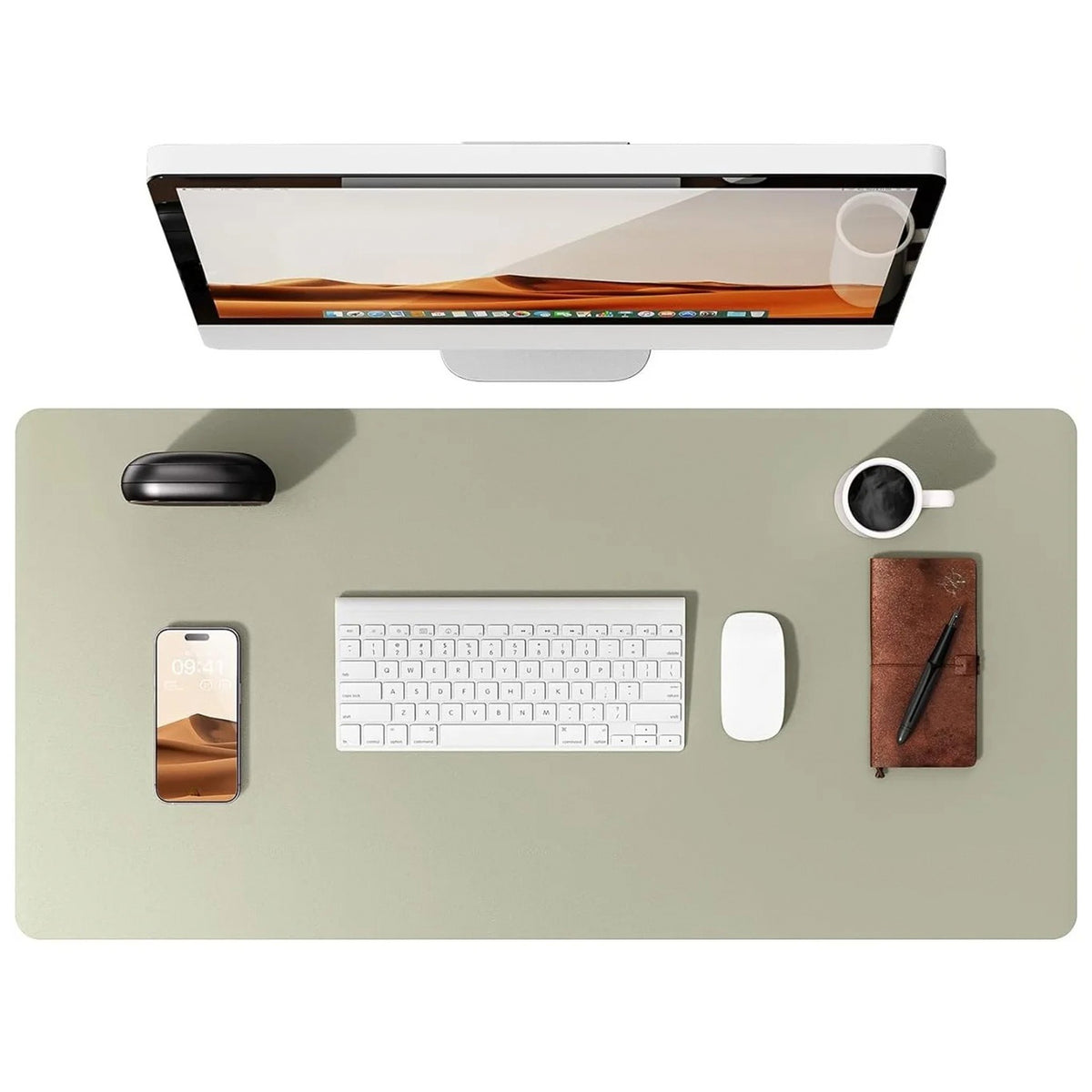 Flow desk mat in sage green
