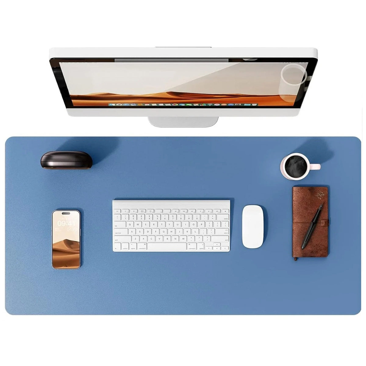 Flow desk mat in sea blue