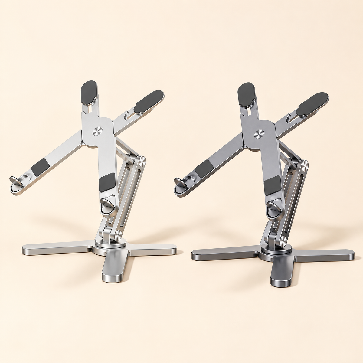 Rotating aluminium laptop stand in silver and grey