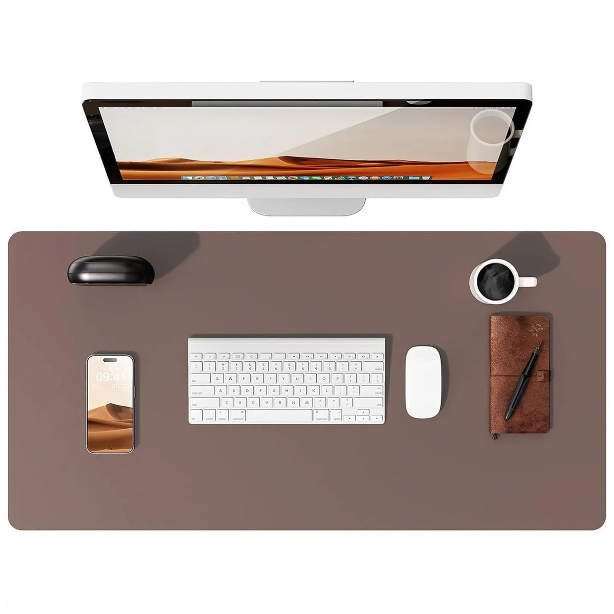 Flow desk mat in chocolate