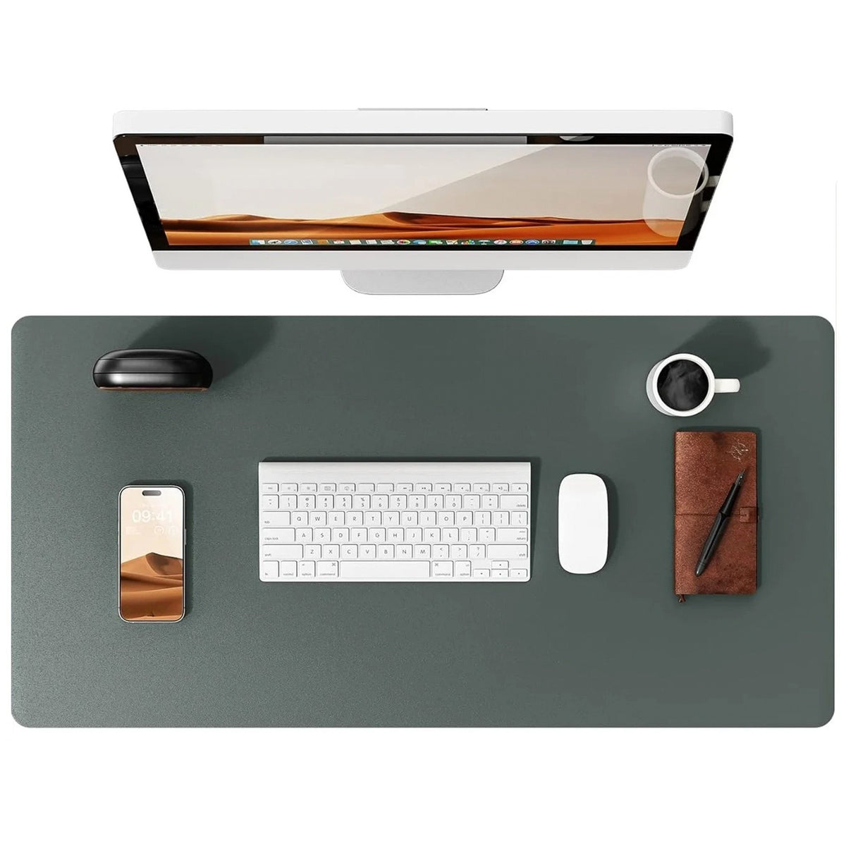 Flow desk mat in dark green
