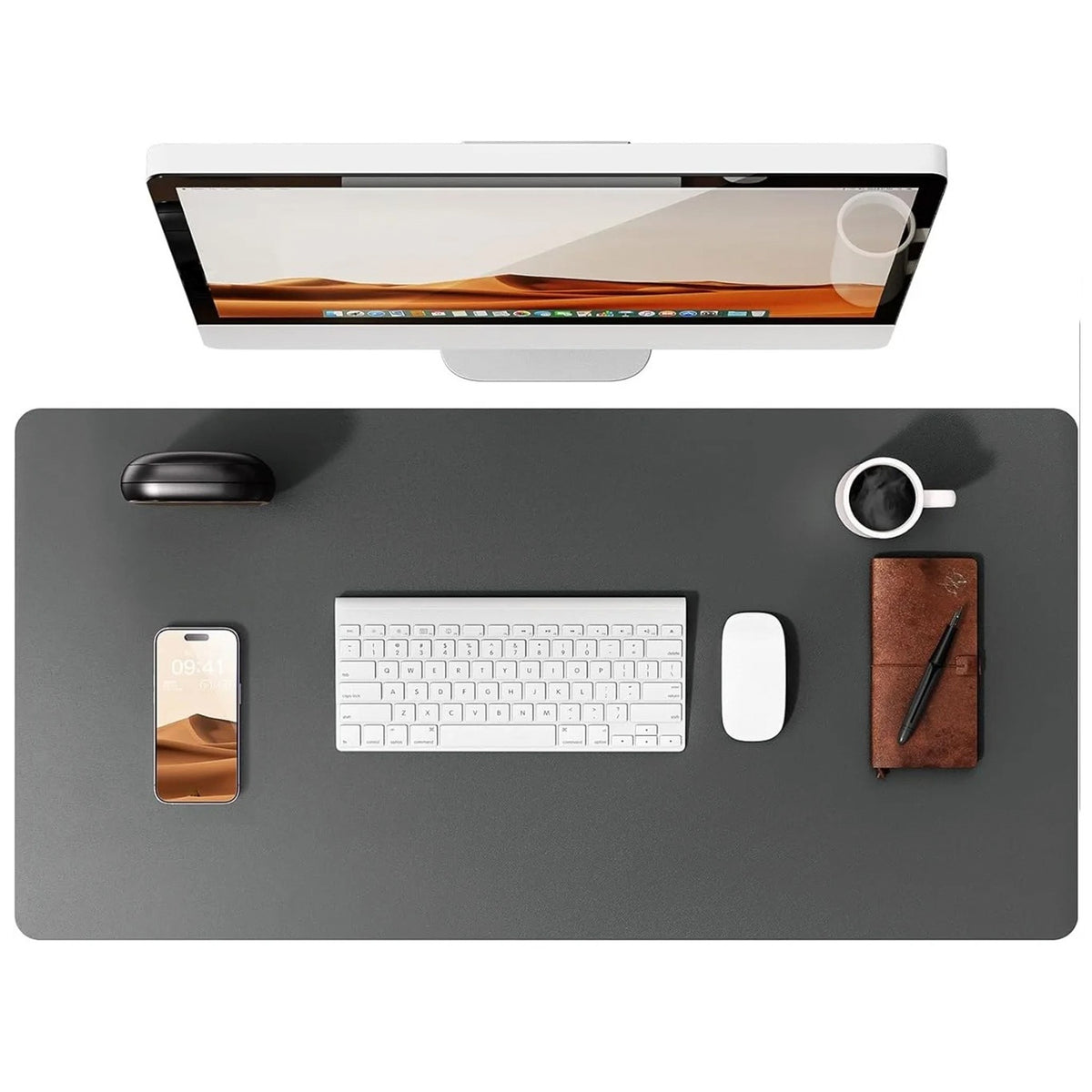 Flow desk mat in dark grey