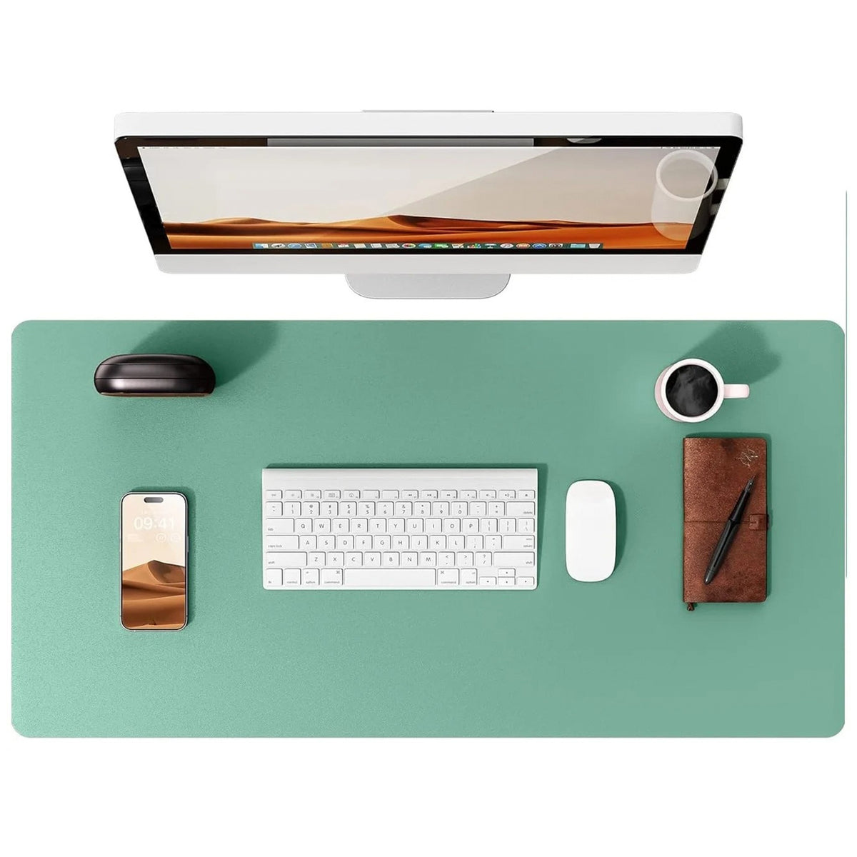 Flow desk mat in green blue