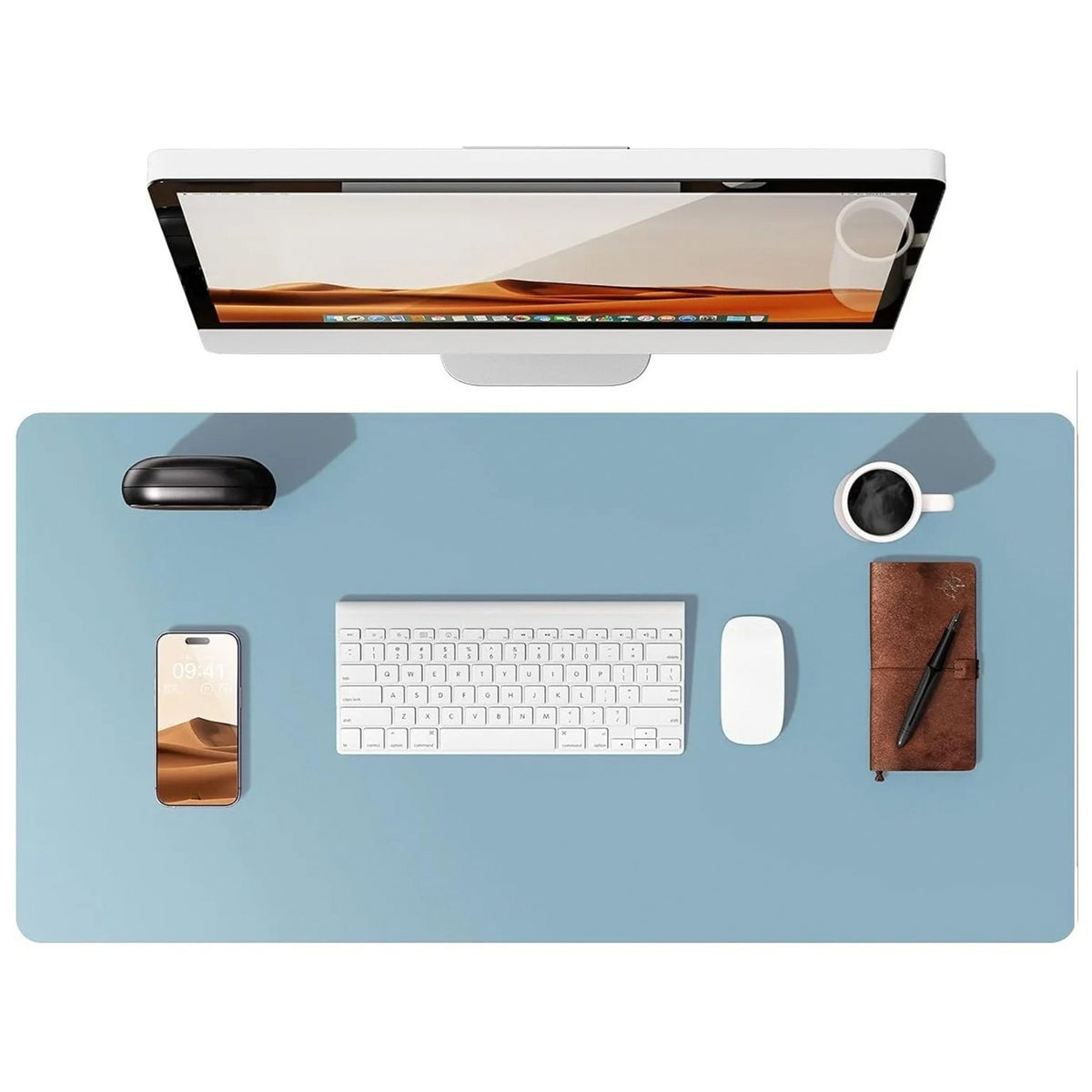 Flow desk mat in ice blue