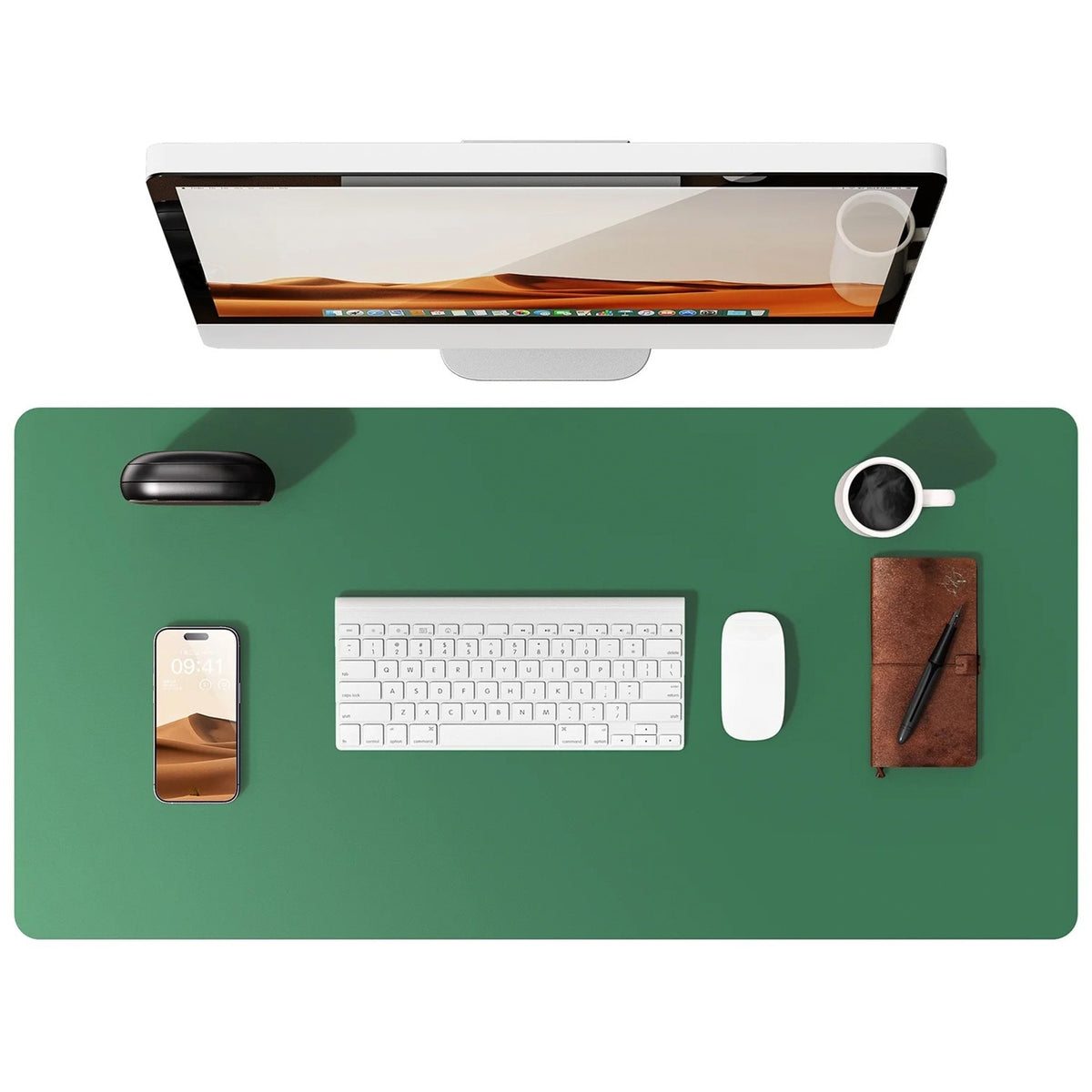 Flow desk mat in jade green