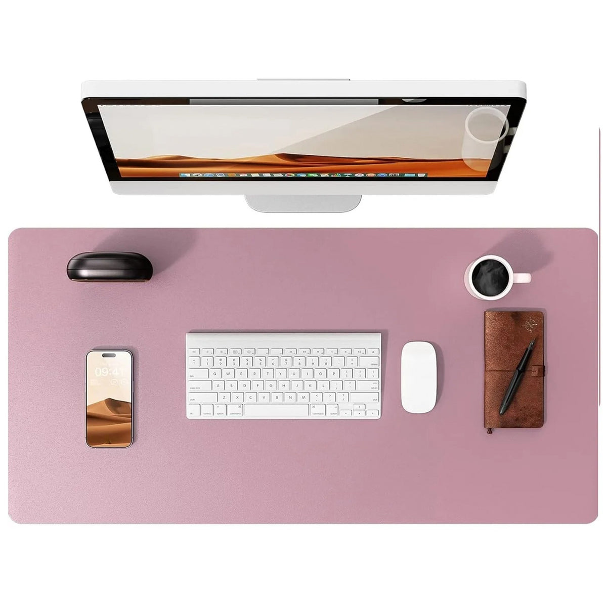Flow desk mat in pale mauve