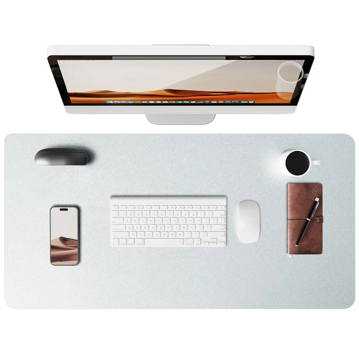 Flow desk mat in silver